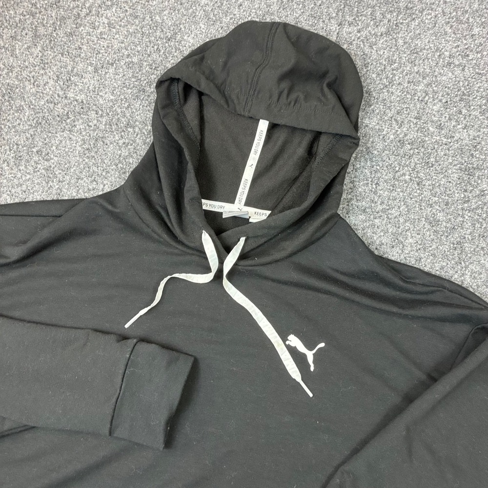 Puma Keeps You Dry Black Activewear Hoodie Womens Size Medium Logo Sweatshirt